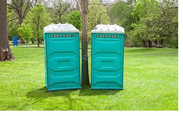 Portable restrooms set up for a corporate outdoor event in San Diego County